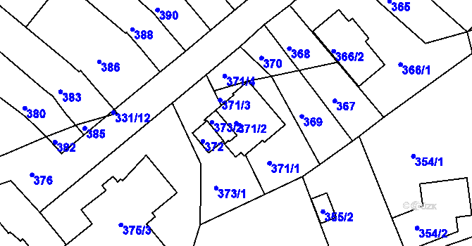 Parcela st. 371/2 v KÚ Žebětín, Katastrální mapa