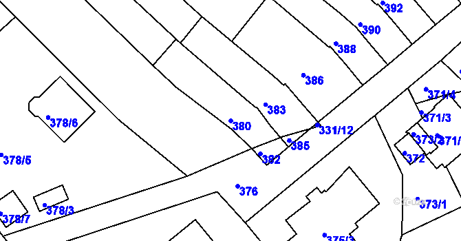 Parcela st. 380 v KÚ Žebětín, Katastrální mapa