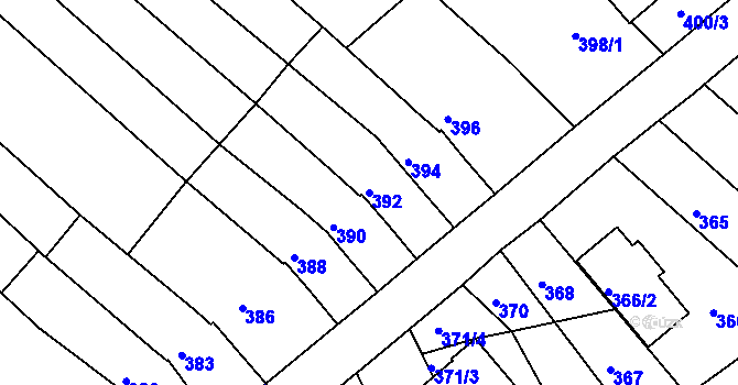 Parcela st. 392 v KÚ Žebětín, Katastrální mapa