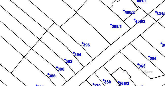 Parcela st. 396 v KÚ Žebětín, Katastrální mapa