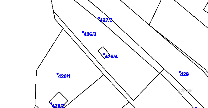 Parcela st. 426/4 v KÚ Žebětín, Katastrální mapa