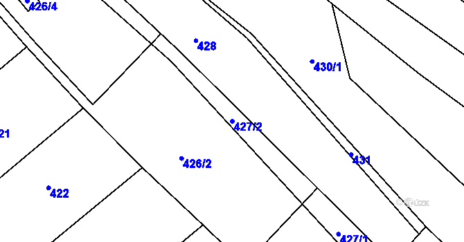 Parcela st. 427/2 v KÚ Žebětín, Katastrální mapa