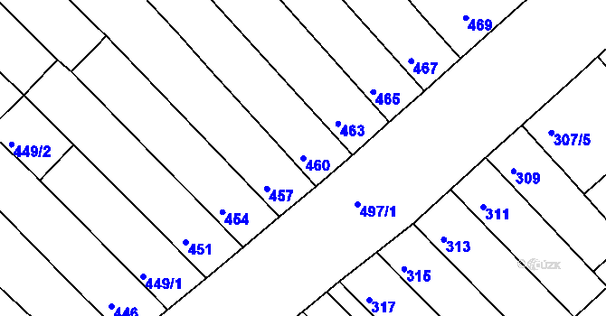 Parcela st. 460 v KÚ Žebětín, Katastrální mapa
