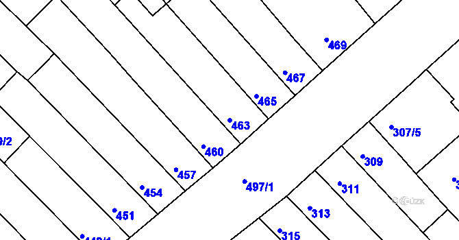 Parcela st. 463 v KÚ Žebětín, Katastrální mapa