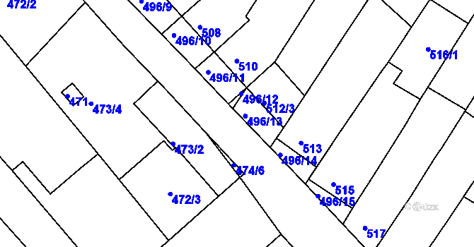 Parcela st. 496/17 v KÚ Žebětín, Katastrální mapa