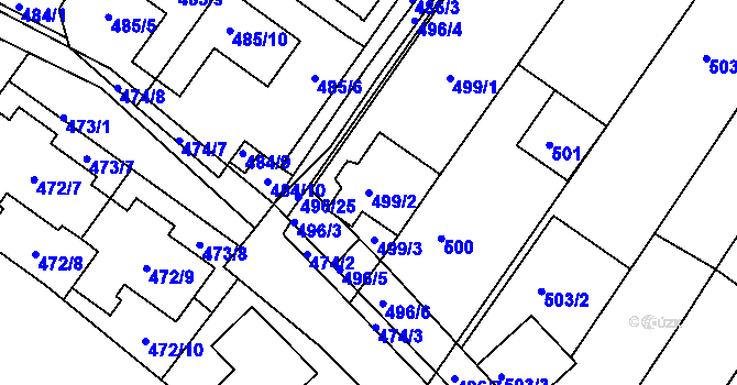 Parcela st. 499/2 v KÚ Žebětín, Katastrální mapa