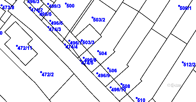 Parcela st. 504 v KÚ Žebětín, Katastrální mapa