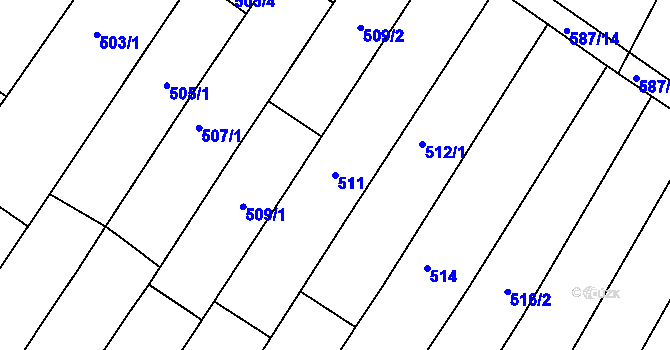 Parcela st. 511 v KÚ Žebětín, Katastrální mapa