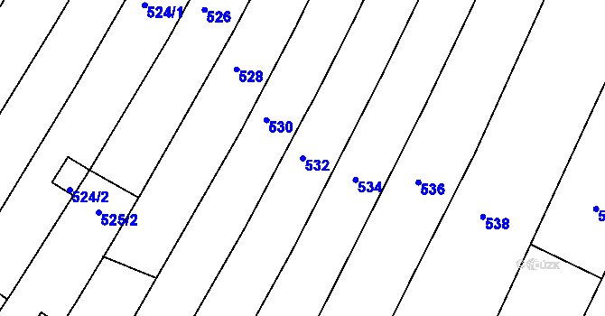 Parcela st. 532 v KÚ Žebětín, Katastrální mapa