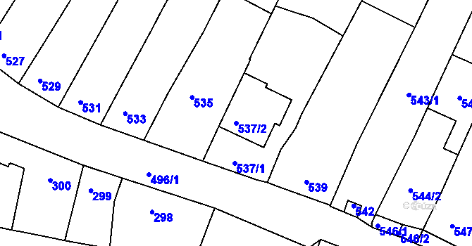 Parcela st. 537/2 v KÚ Žebětín, Katastrální mapa