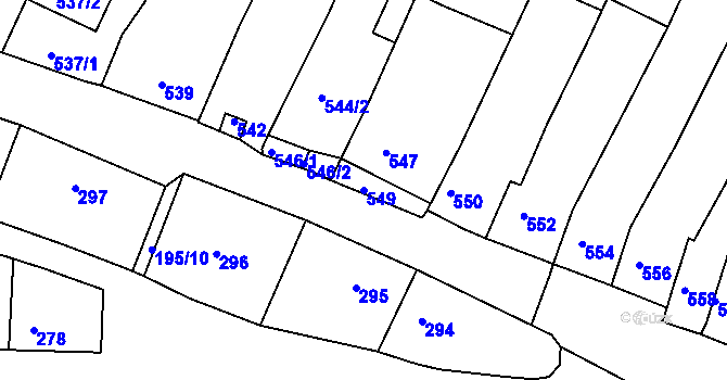 Parcela st. 549 v KÚ Žebětín, Katastrální mapa