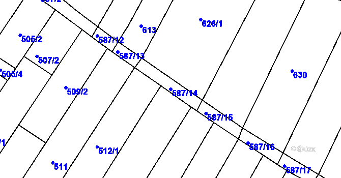 Parcela st. 587/14 v KÚ Žebětín, Katastrální mapa