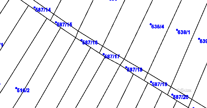 Parcela st. 587/17 v KÚ Žebětín, Katastrální mapa