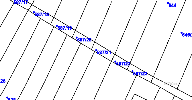 Parcela st. 587/21 v KÚ Žebětín, Katastrální mapa