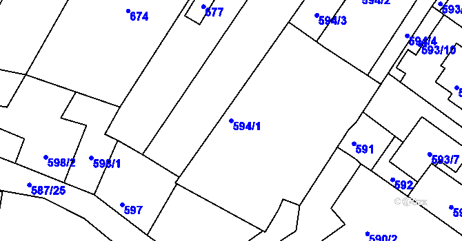 Parcela st. 594/1 v KÚ Žebětín, Katastrální mapa