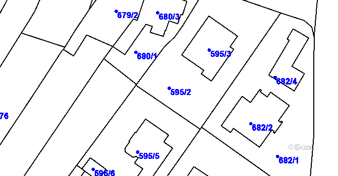Parcela st. 595/2 v KÚ Žebětín, Katastrální mapa