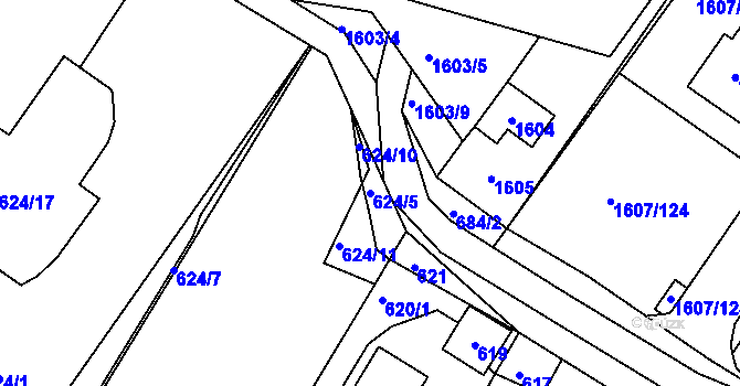 Parcela st. 624/5 v KÚ Žebětín, Katastrální mapa