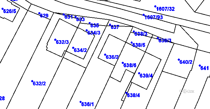 Parcela st. 636/2 v KÚ Žebětín, Katastrální mapa