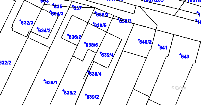 Parcela st. 639/4 v KÚ Žebětín, Katastrální mapa