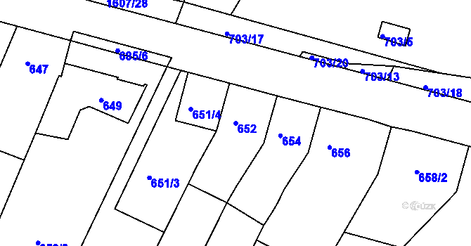 Parcela st. 652 v KÚ Žebětín, Katastrální mapa