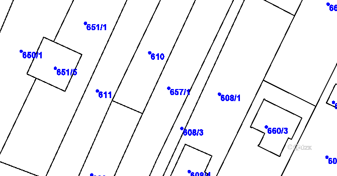 Parcela st. 657/1 v KÚ Žebětín, Katastrální mapa