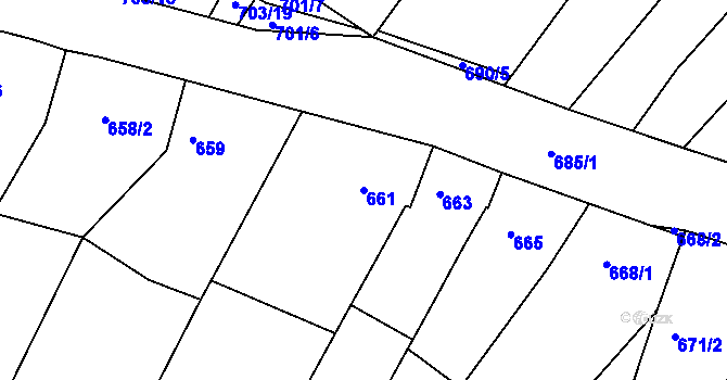 Parcela st. 661 v KÚ Žebětín, Katastrální mapa