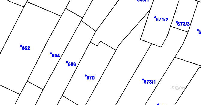 Parcela st. 669 v KÚ Žebětín, Katastrální mapa