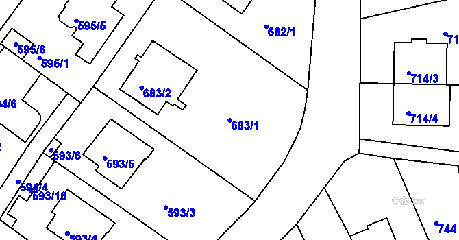 Parcela st. 683/1 v KÚ Žebětín, Katastrální mapa