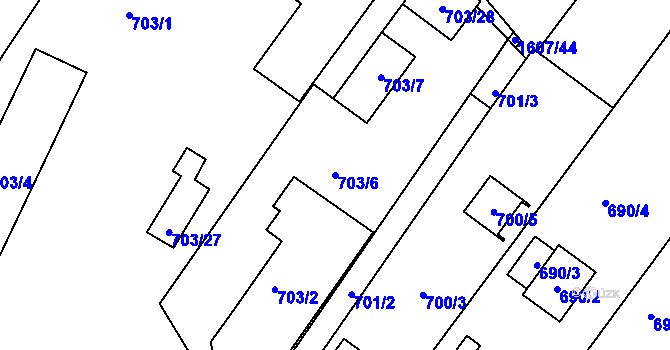 Parcela st. 703/6 v KÚ Žebětín, Katastrální mapa