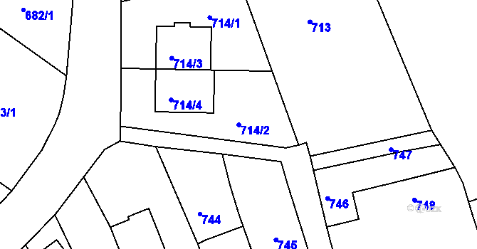 Parcela st. 714/2 v KÚ Žebětín, Katastrální mapa