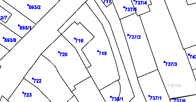 Parcela st. 718 v KÚ Žebětín, Katastrální mapa