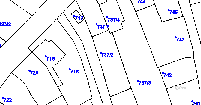Parcela st. 737/2 v KÚ Žebětín, Katastrální mapa