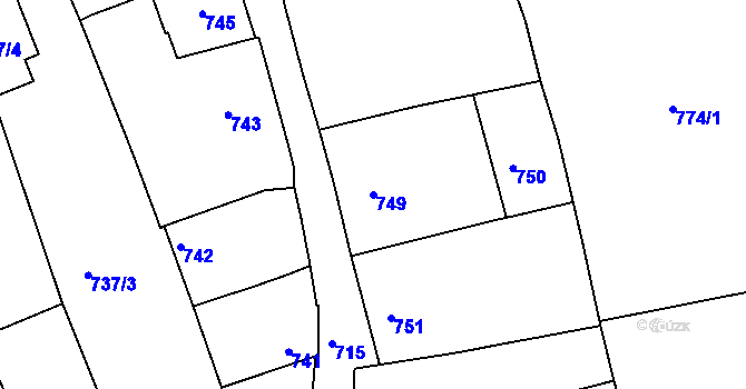 Parcela st. 749 v KÚ Žebětín, Katastrální mapa
