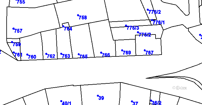 Parcela st. 766 v KÚ Žebětín, Katastrální mapa