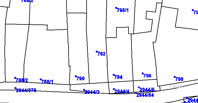 Parcela st. 792 v KÚ Žebětín, Katastrální mapa