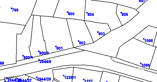 Parcela st. 802 v KÚ Žebětín, Katastrální mapa