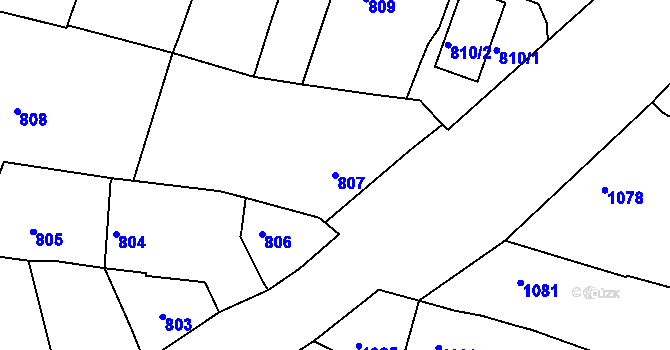 Parcela st. 807 v KÚ Žebětín, Katastrální mapa