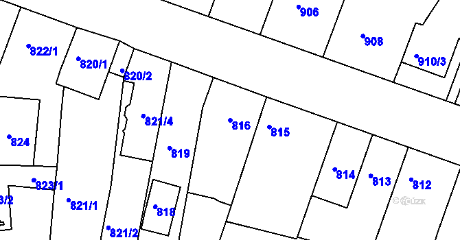Parcela st. 816 v KÚ Žebětín, Katastrální mapa