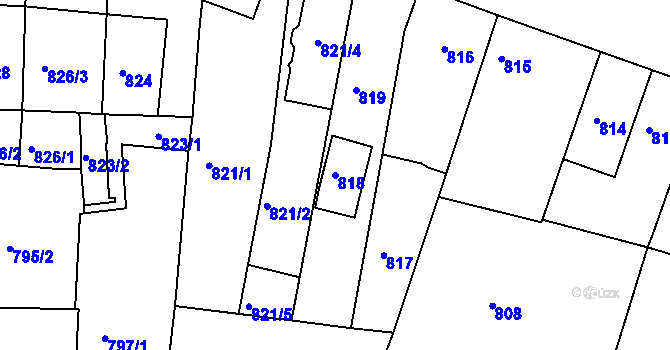 Parcela st. 818 v KÚ Žebětín, Katastrální mapa