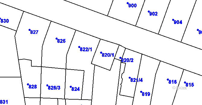 Parcela st. 820/1 v KÚ Žebětín, Katastrální mapa
