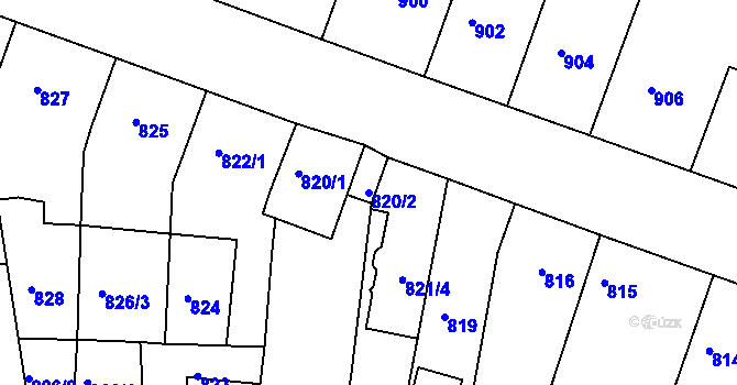 Parcela st. 820/2 v KÚ Žebětín, Katastrální mapa