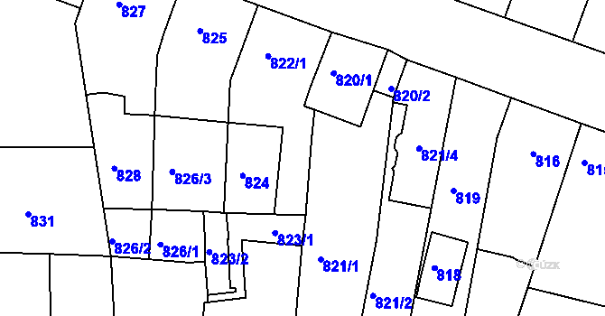 Parcela st. 822/2 v KÚ Žebětín, Katastrální mapa