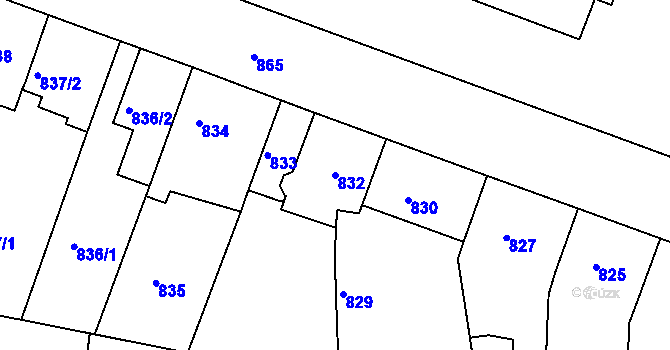 Parcela st. 832 v KÚ Žebětín, Katastrální mapa