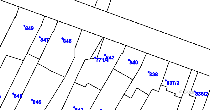 Parcela st. 842 v KÚ Žebětín, Katastrální mapa