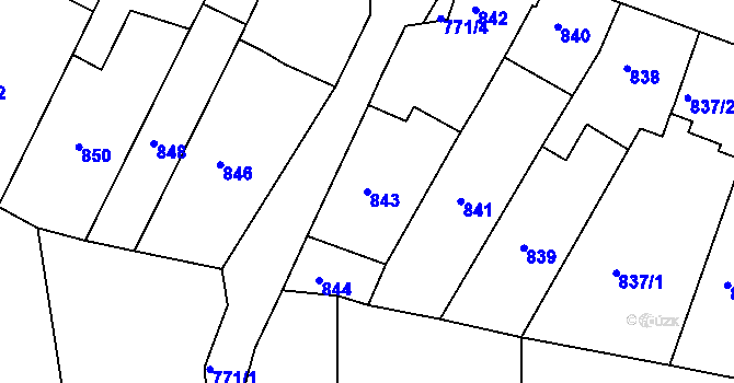 Parcela st. 843 v KÚ Žebětín, Katastrální mapa