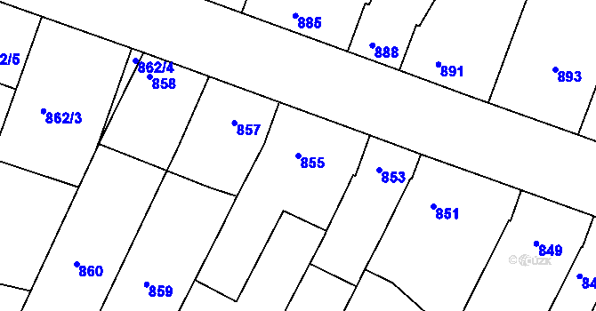 Parcela st. 855 v KÚ Žebětín, Katastrální mapa