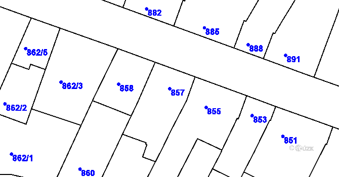Parcela st. 857 v KÚ Žebětín, Katastrální mapa