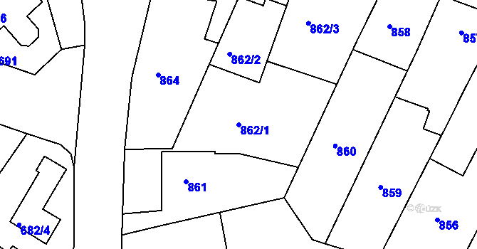 Parcela st. 862/1 v KÚ Žebětín, Katastrální mapa