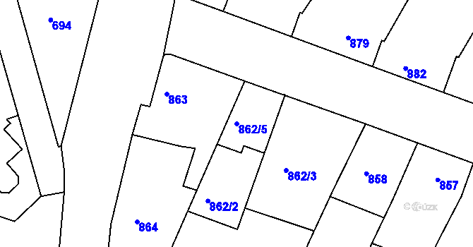 Parcela st. 862/5 v KÚ Žebětín, Katastrální mapa