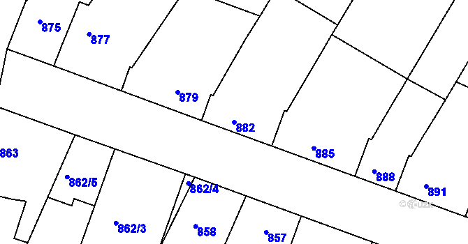 Parcela st. 882 v KÚ Žebětín, Katastrální mapa